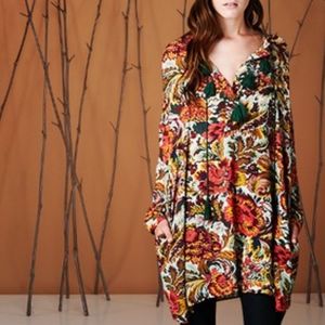 Esley Floral Tunic Dress Women's M Multicolor Boho Festival Carnival Lagenlook